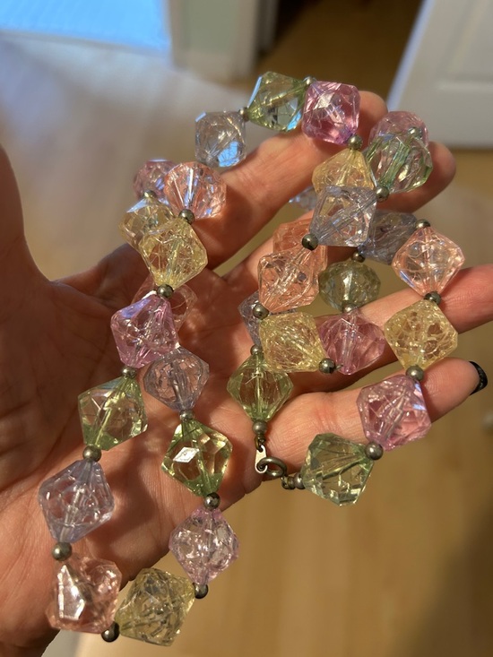 Pastel Faceted Bead Necklace - Multi Color on spring-ring c clasp ice cube vibes - Picture 11 of 12